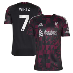 Liverpool Style Black & Burgundy Checkered Soccer Jersey (Wirtz)