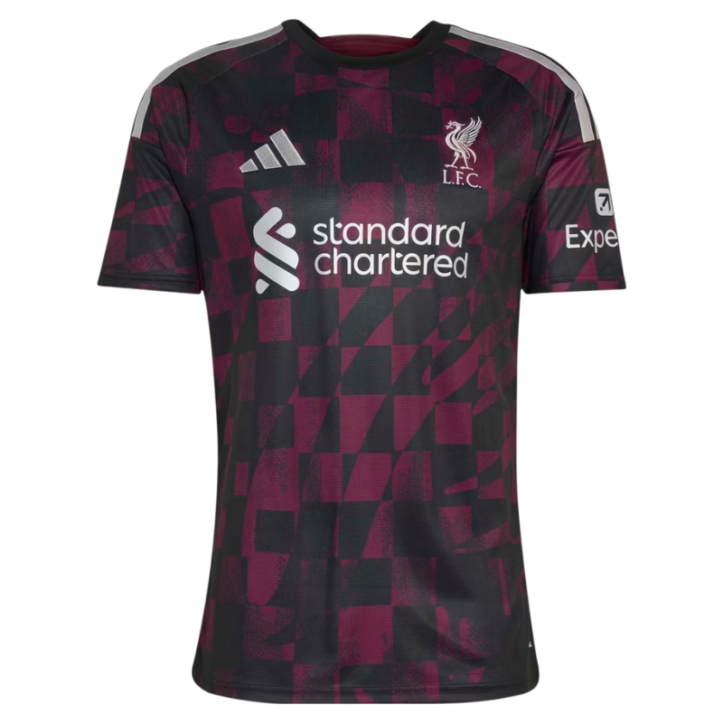 Liverpool Style Black & Burgundy Checkered Soccer Jersey (Wirtz)