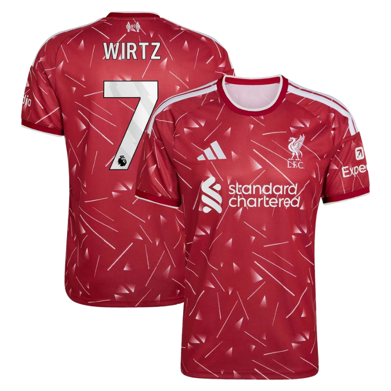 Liverpool Style Crimson Red Geometric Graphic Soccer Jersey (Wirtz)