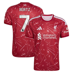 Liverpool Style Crimson Red Geometric Graphic Soccer Jersey (Wirtz)