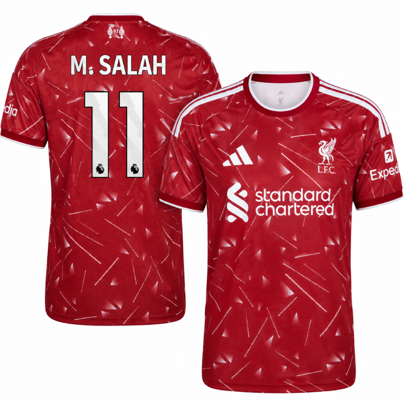 Liverpool Style Crimson Red Graphic Print Soccer Jersey (Salah)