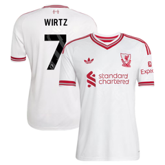 Liverpool Style White & Red Striped Trim Soccer Jersey (Wirtz)