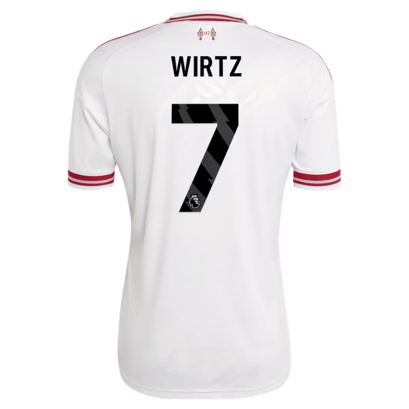 Liverpool Style White & Red Striped Trim Soccer Jersey (Wirtz)