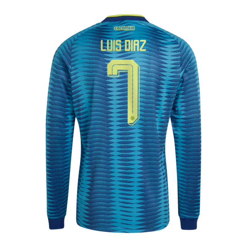 Luis Diaz Colombia National Team adidas 2026 Away Long Sleeve Jersey - Turquoise