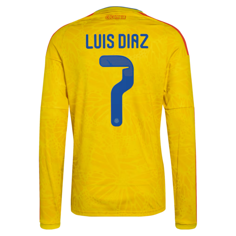 Luis Diaz Colombia National Team adidas 2026 Home Long Sleeve Jersey - Yellow