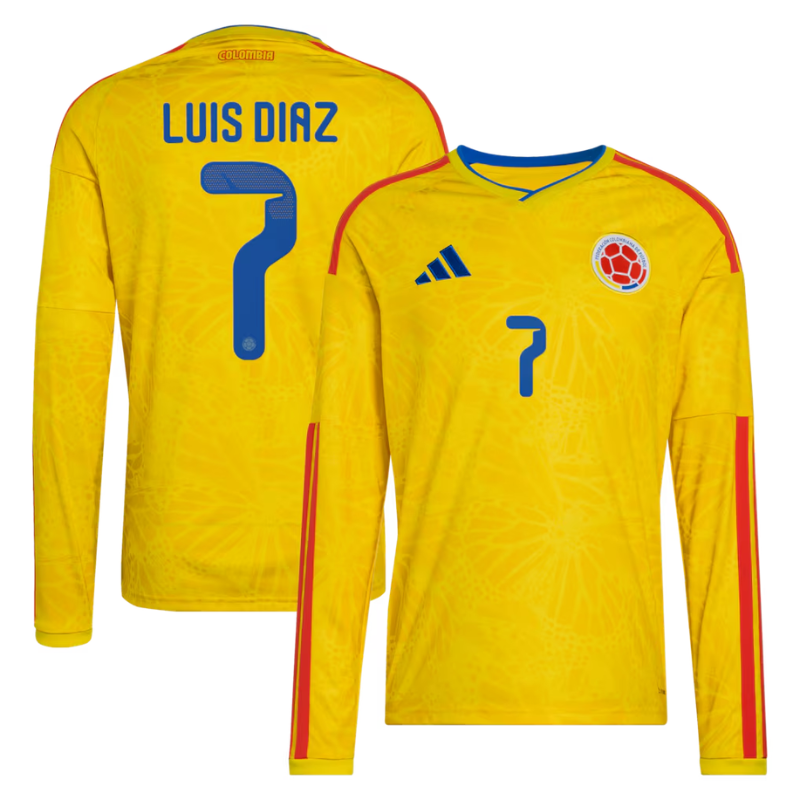 Luis Diaz Colombia National Team adidas 2026 Home Long Sleeve Jersey - Yellow