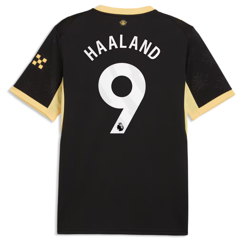 Manchester Style Black & Metallic Gold Soccer Jersey (Haaland)