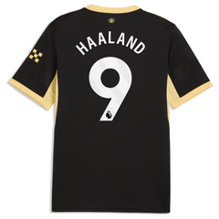 Manchester Style Black & Metallic Gold Soccer Jersey (Haaland)