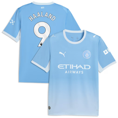 Manchester Style Sky Blue & White Soccer Jersey (Haaland)