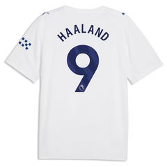 Manchester Style White & Gradient Blue Soccer Jersey (Haaland)
