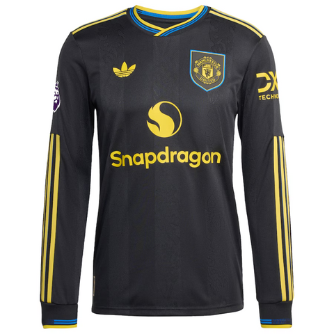 Manchester United adidas 2025/26 Third Long Sleeve Jersey - Black Adidas