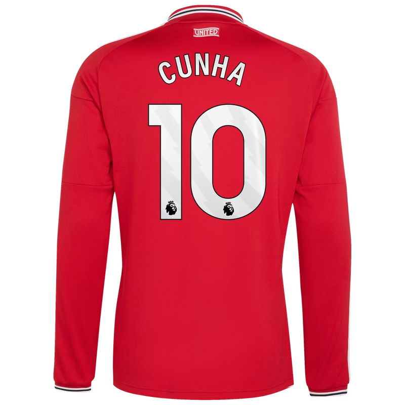 Manchester United adidas Home Shirt 2026-27 - Long Sleeve with Cunha 10