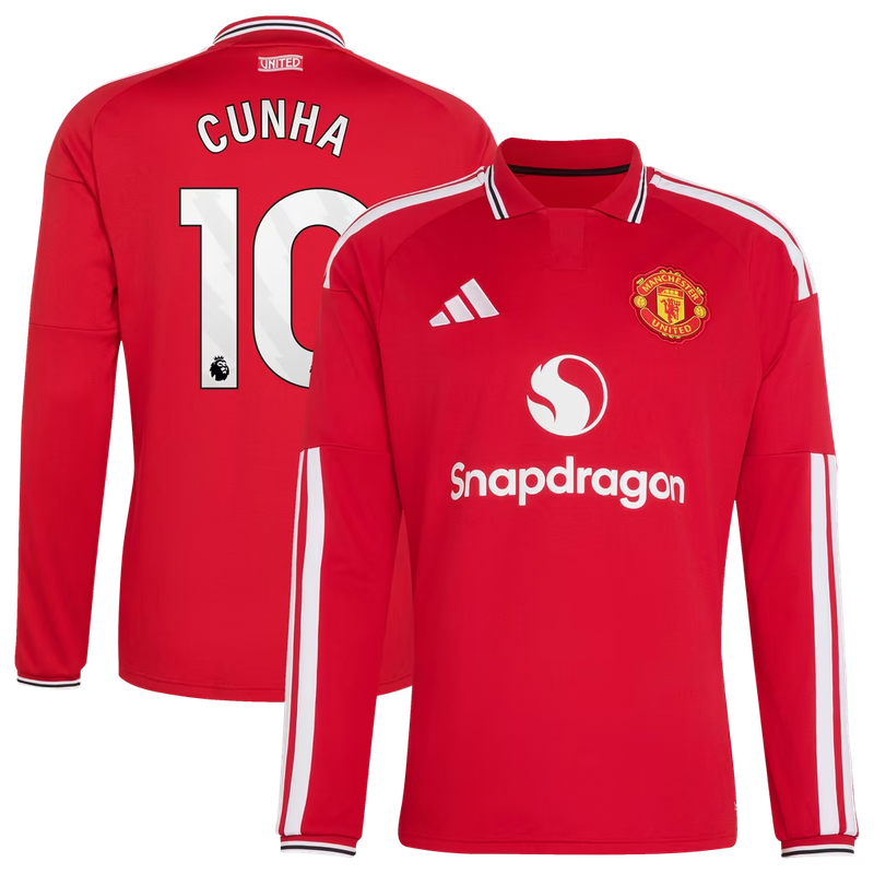 Manchester United adidas Home Shirt 2026-27 - Long Sleeve with Cunha 10