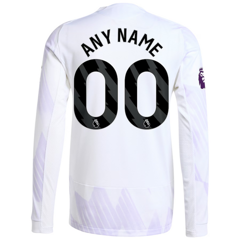 Manchester United adidas 2025/26 Away Authentic Long Sleeve Custom Jersey - White Adidas