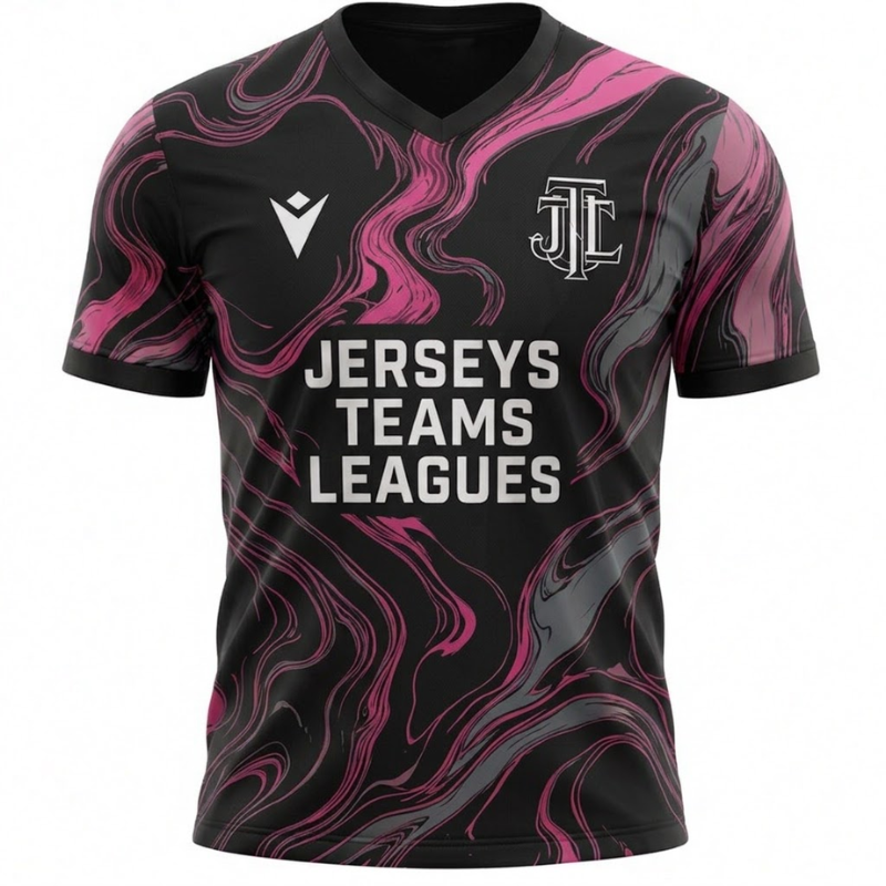 Men's Black & Pink Marbled Football Shirt - Jersey Teams Leagues™