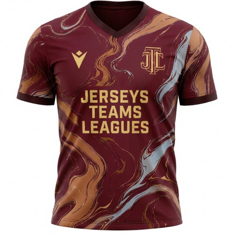Men's Burgundy & Gold Marbled Football Shirt - Jersey Teams Leagues™