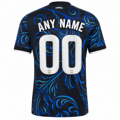 Men's Custom Black and Blue Swirl Football Jersey – Regular Fit Pro-Style Matchday Performance Tee