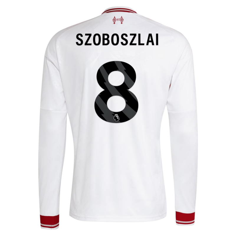 Men's Long-Sleeve White & Red Retro-Style Football Shirt (Szoboszlai)