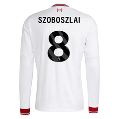 Men's Long-Sleeve White & Red Retro-Style Football Shirt (Szoboszlai)