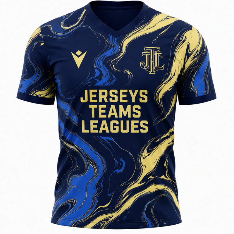 Men's Navy & Gold Liquid Marble Football Shirt