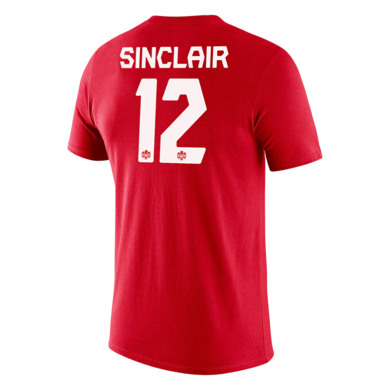 Men's Nike Christine Sinclair Red Canada Soccer Legend Name & Number Performance - T-Shirt