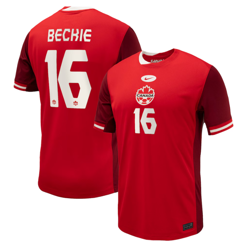 Men's Nike Janine Beckie Red Canada Soccer 2024 Home Jersey