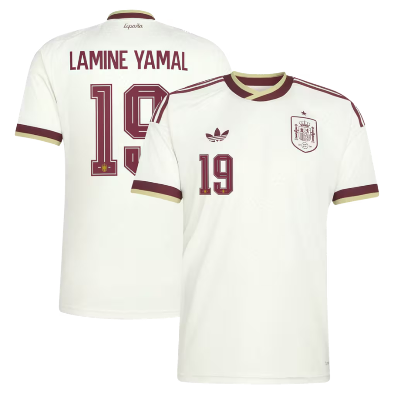 Men's Premium Off-White Football Shirt – Slim Fit Pro-Style  Matchday Performance Top (Lamine Yamal 19)