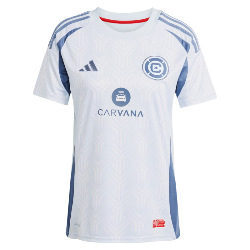 Men's Premium White and Light Blue Geometric Football Shirt – Slim Fit Pro-Style Matchday Performance Top (Lewandowski)
