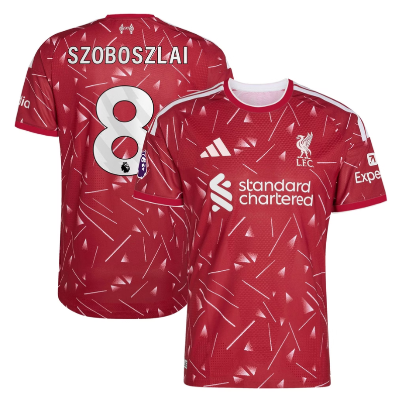Men's Red Geometric Print Football Shirt (Szoboszlai )