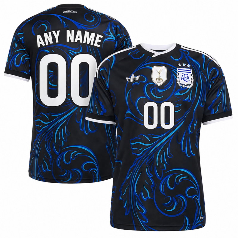 Men's Custom Black and Blue Swirl Football Jersey – Regular Fit Pro-Style Matchday Performance Tee