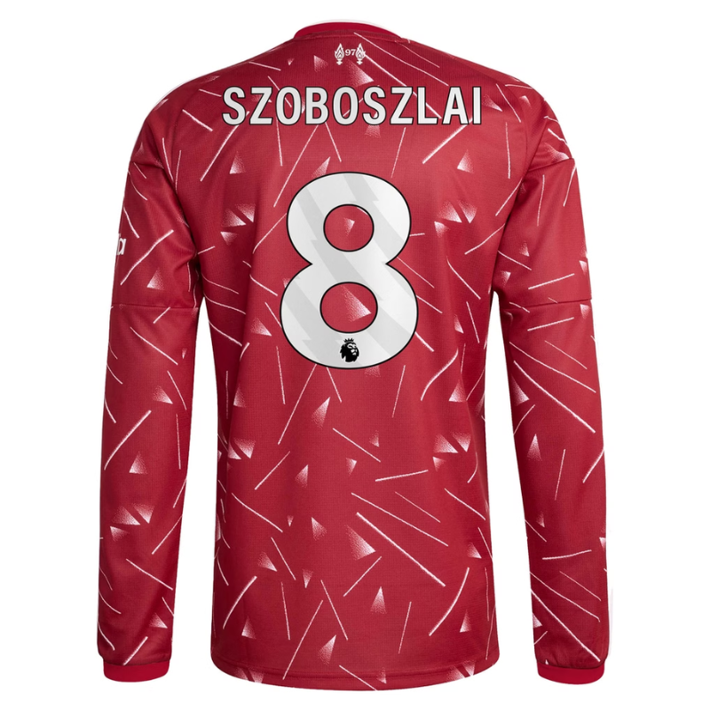 Men's Long-Sleeve Red Geometric Print Football Shirt (Szoboszlai )