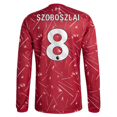 Men's Long-Sleeve Red Geometric Print Football Shirt (Szoboszlai )