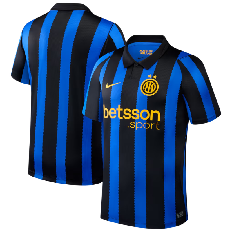 Milan Style Black & Royal Blue Striped Soccer Jersey