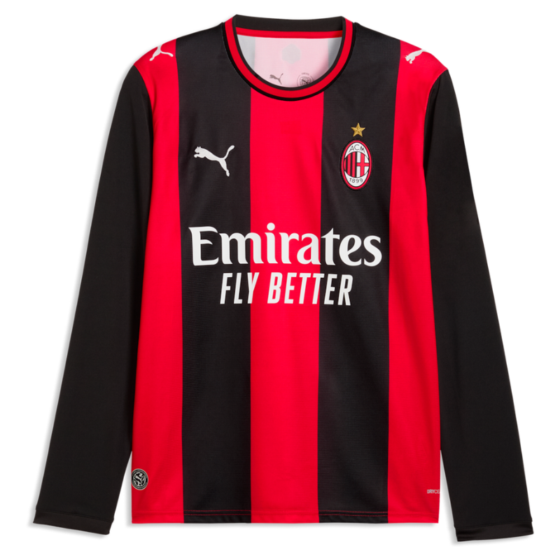 Milan Style Long Sleeve Red & Black Striped Soccer Jersey (Modrić)