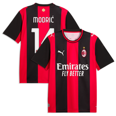 Milan Style Red & Black Striped Soccer Jersey (Modrić)