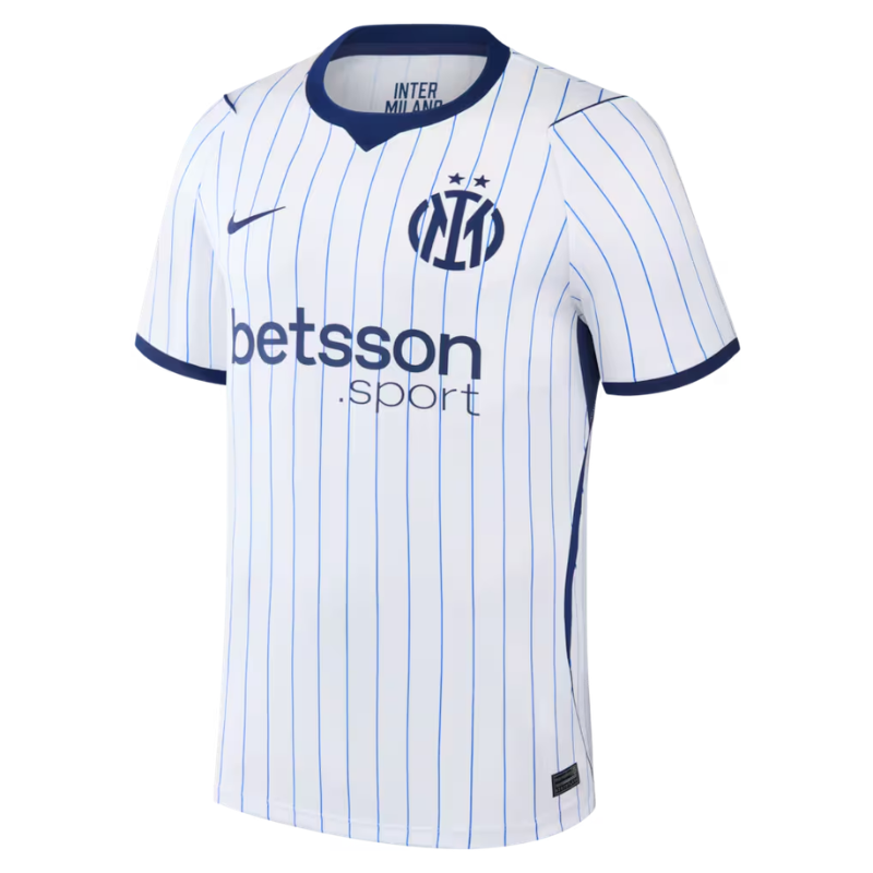 Milan Style White & Navy Pinstriped Soccer Jersey