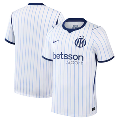 Milan Style White & Navy Pinstriped Soccer Jersey