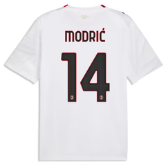 Milan Style White & Red-Black Trim Soccer Jersey (Modrić)
