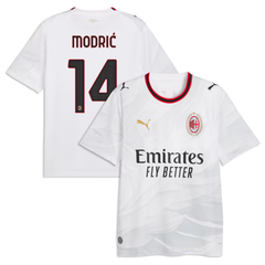 Milan Style White & Red-Black Trim Soccer Jersey (Modrić)