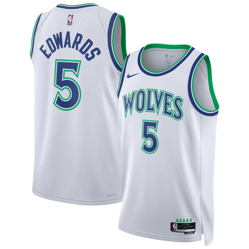Minnesota White, Blue & Green Basketball Jersey (Edwards)