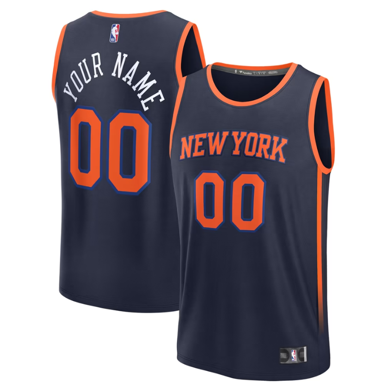 New York Knicks Navy & Orange Statement Edition Basketball Jersey