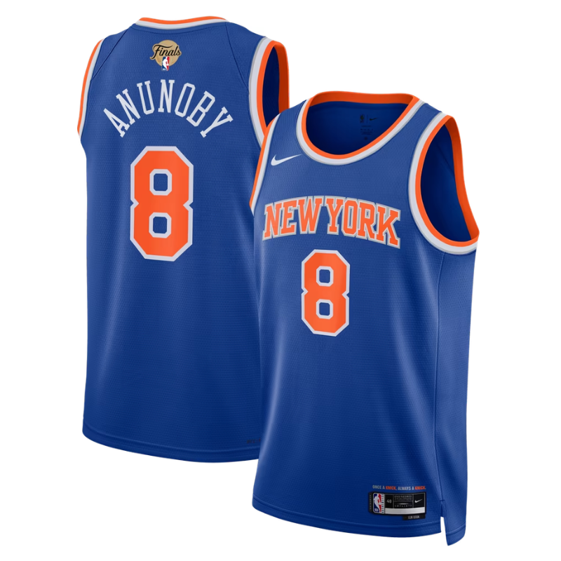 New York Knicks Royal Blue & Orange Finals Edition Basketball Jersey (Anunoby)