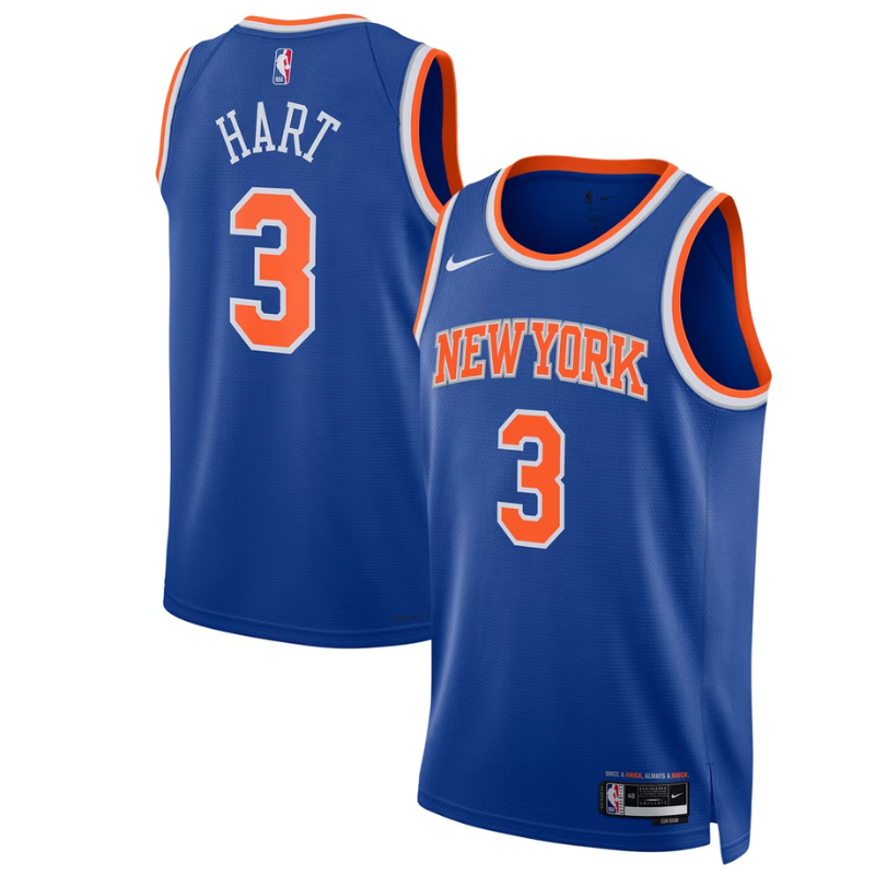 New York Knicks Royal Blue & Orange Icon Edition Basketball Jersey (Hart)