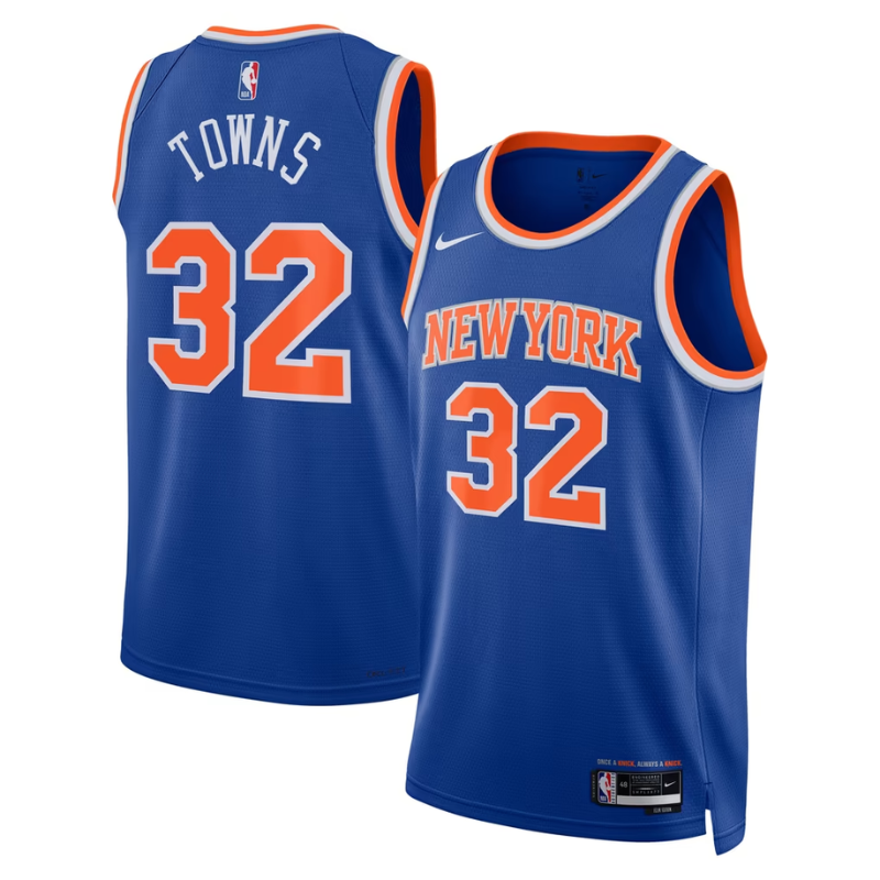 New York Knicks Royal Blue & Orange Icon Edition Basketball Jersey (Towns)