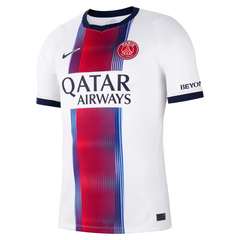 Paris Style White & Red-Blue Vertical Fade Soccer Jersey (Ferran)