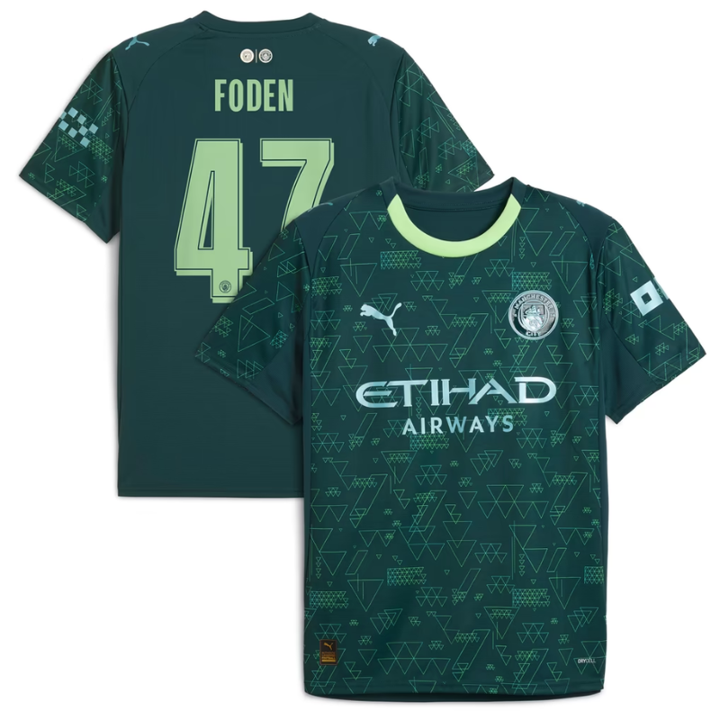Phil Foden Manchester City FC 2025/26 Fourth Jersey - Green