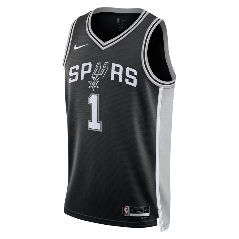 San Antonio Spurs Black & Silver Icon Edition Basketball Jersey (Wembanyama)