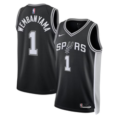 San Antonio Spurs Black & Silver Icon Edition Basketball Jersey (Wembanyama)