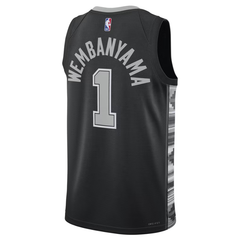 San Antonio Spurs Black & Silver Statement Edition Basketball Jersey (Wembanyama)