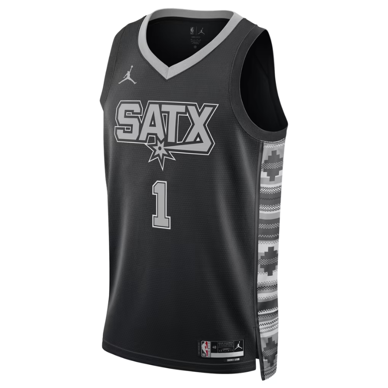 San Antonio Spurs Black & Silver Statement Edition Basketball Jersey (Wembanyama)